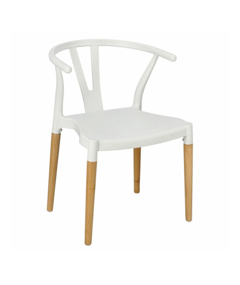 KRZESŁO WICKER POLIPROPYLEN BIAŁE DREWNO