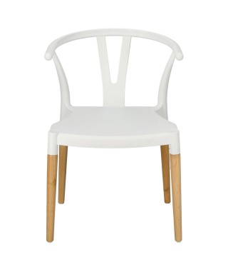 KRZESŁO WICKER POLIPROPYLEN BIAŁE DREWNO 2