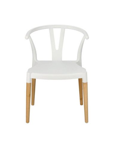 KRZESŁO WICKER POLIPROPYLEN BIAŁE DREWNO