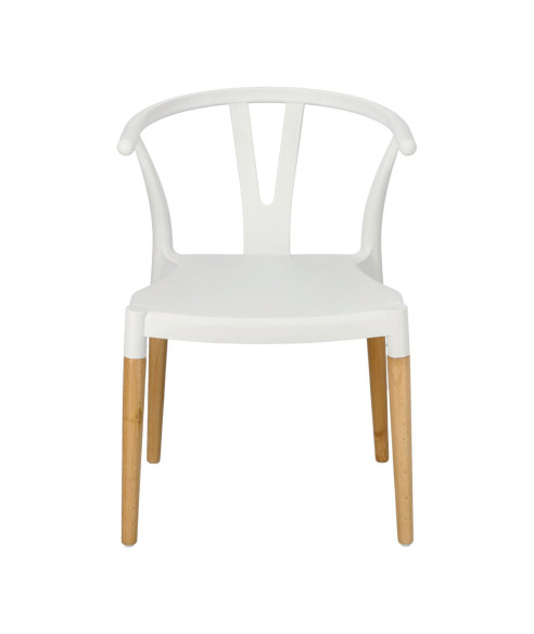 KRZESŁO WICKER POLIPROPYLEN BIAŁE DREWNO