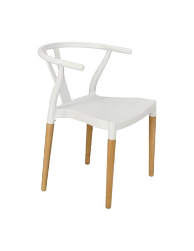 KRZESŁO WICKER POLIPROPYLEN BIAŁE DREWNO