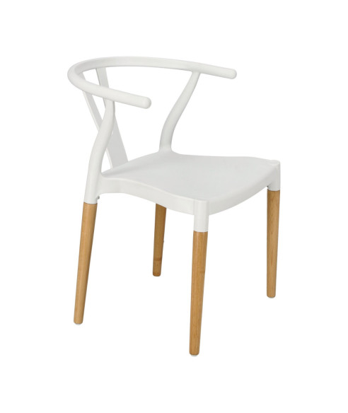 KRZESŁO WICKER POLIPROPYLEN BIAŁE DREWNO