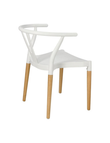 KRZESŁO WICKER POLIPROPYLEN BIAŁE DREWNO