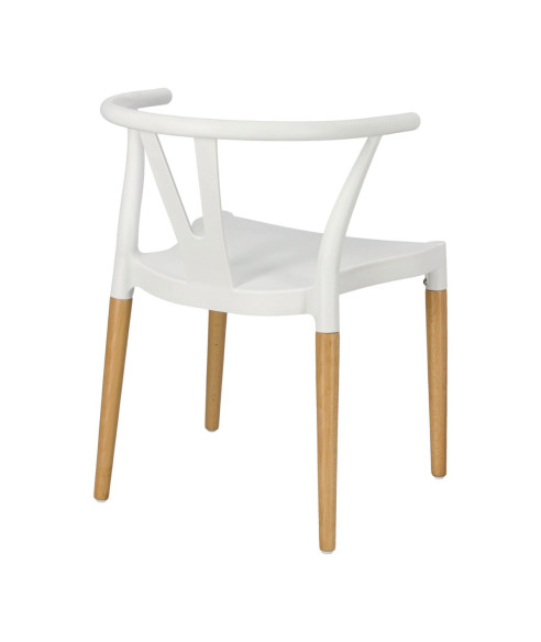 KRZESŁO WICKER POLIPROPYLEN BIAŁE DREWNO