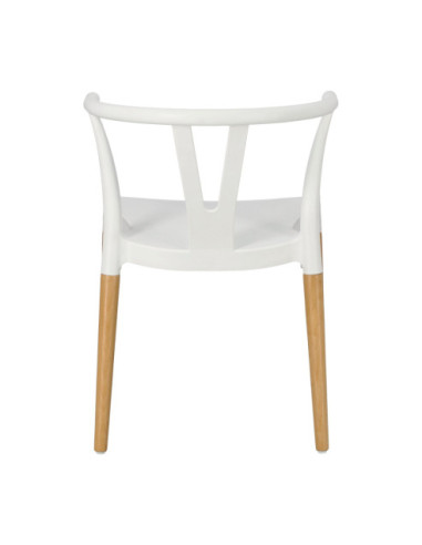 KRZESŁO WICKER POLIPROPYLEN BIAŁE DREWNO