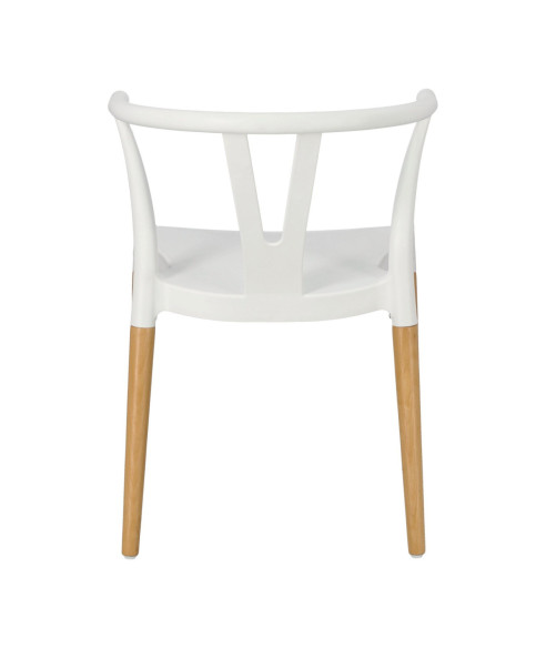 KRZESŁO WICKER POLIPROPYLEN BIAŁE DREWNO