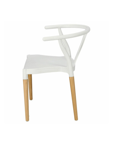 KRZESŁO WICKER POLIPROPYLEN BIAŁE DREWNO