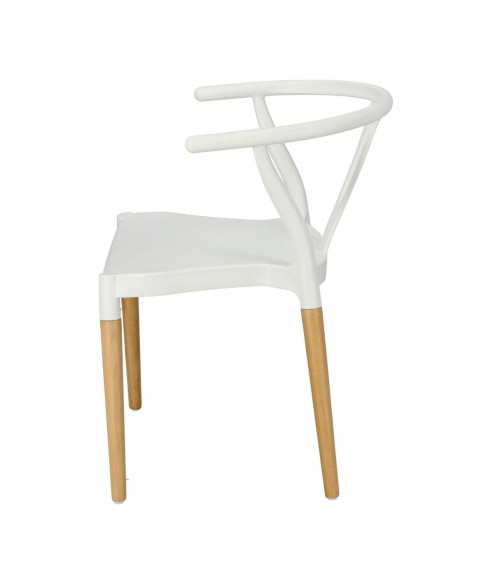 KRZESŁO WICKER POLIPROPYLEN BIAŁE DREWNO