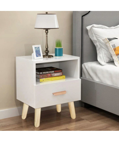 SZAFKA NOCNA SKANDYNAWSKA Z SZUFLADĄ I PÓŁKĄ GH