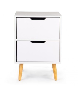 SZAFKA NOCNA 2 SZUFLADY BIEL+DREWNO GH 2
