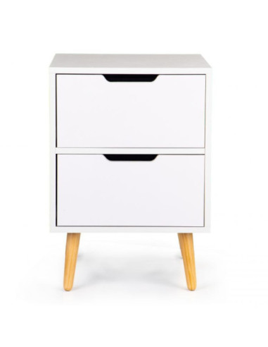 SZAFKA NOCNA 2 SZUFLADY BIEL+DREWNO GH