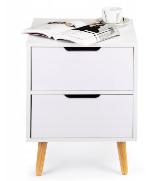 SZAFKA NOCNA 2 SZUFLADY BIEL+DREWNO GH