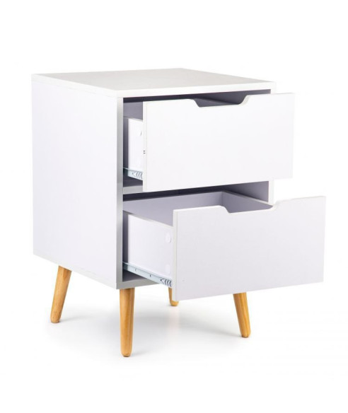 SZAFKA NOCNA 2 SZUFLADY BIEL+DREWNO GH
