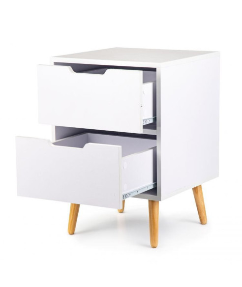 SZAFKA NOCNA 2 SZUFLADY BIEL+DREWNO GH