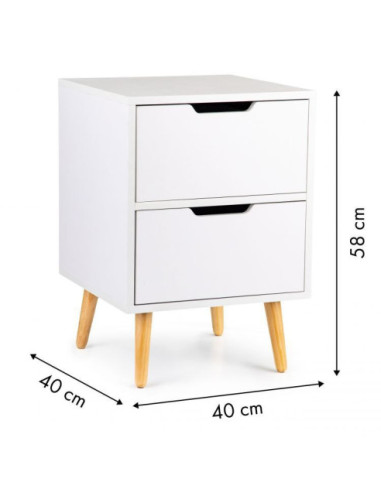 SZAFKA NOCNA 2 SZUFLADY BIEL+DREWNO GH