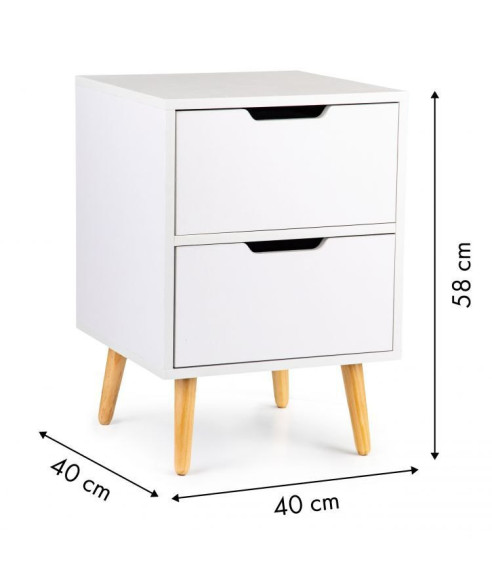 SZAFKA NOCNA 2 SZUFLADY BIEL+DREWNO GH