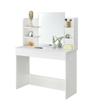 TOALETKA KOSMETYCZNA BIAŁA Z LUSTREM I 4 PÓŁKAMI GH