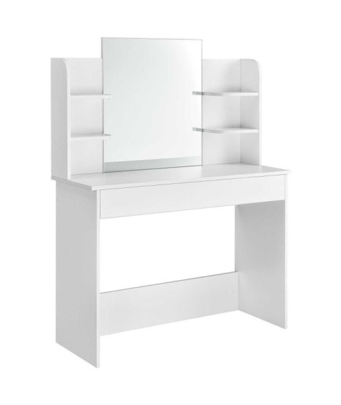 TOALETKA KOSMETYCZNA BIAŁA Z LUSTREM I 4 PÓŁKAMI GH