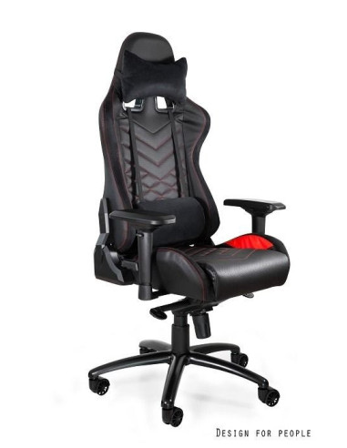 FOTEL DLA GRACZA GAMINGOWY/BIUROWY OBROTOWY DYNAMIQ 3 CZARNO-CZERWONY