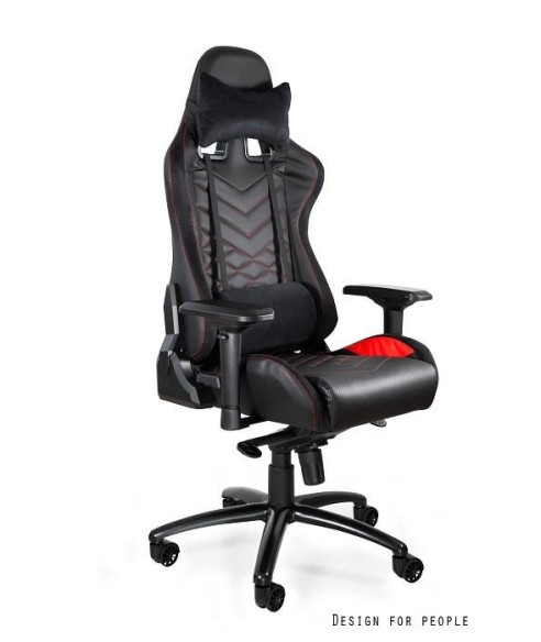 FOTEL DLA GRACZA GAMINGOWY/BIUROWY OBROTOWY DYNAMIQ 3 CZARNO-CZERWONY