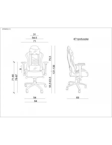 FOTEL DLA GRACZA GAMINGOWY/BIUROWY OBROTOWY DYNAMIQ 3 CZARNO-CZERWONY