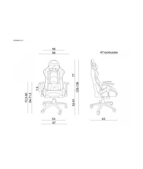 FOTEL DLA GRACZA GAMINGOWY/BIUROWY OBROTOWY DYNAMIQ 5 CZARNO-CZERWONY