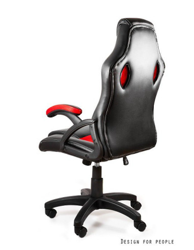 FOTEL DLA GRACZA GAMINGOWY/BIUROWY OBROTOWY DYNAMIQ 7 CZARNO-CZERWONY