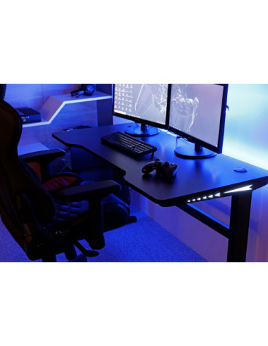 BIURKO GAMINGOWE Z PODŚWIETLENIEM LED DLA GRACZA DYNAMIQ V6 CZARNE
