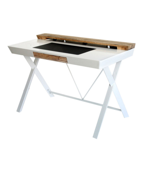 BIURKO KOMPUTEROWE LOFT NA LAPTOPA HOMEOFFICE BIEL/DREWNO AMY