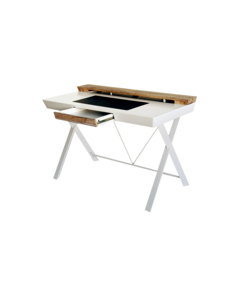 BIURKO KOMPUTEROWE LOFT NA LAPTOPA HOMEOFFICE BIEL/DREWNO AMY