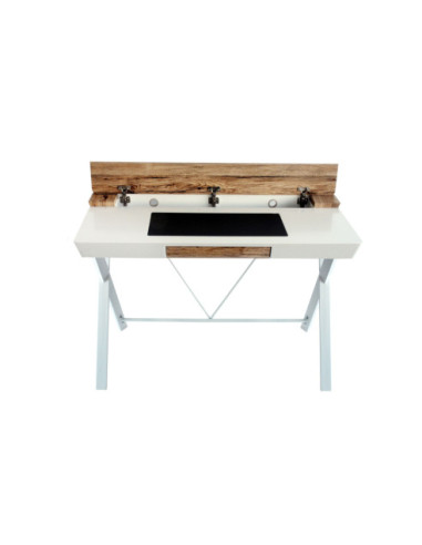 BIURKO KOMPUTEROWE LOFT NA LAPTOPA HOMEOFFICE BIEL/DREWNO AMY