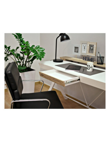 BIURKO KOMPUTEROWE LOFT NA LAPTOPA HOMEOFFICE BIEL/DREWNO AMY
