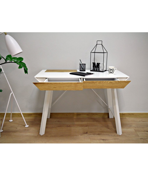 BIURKO KOMPUTEROWE LOFT NA LAPTOPA HOMEOFFICE BIEL/DREWNO CLEO