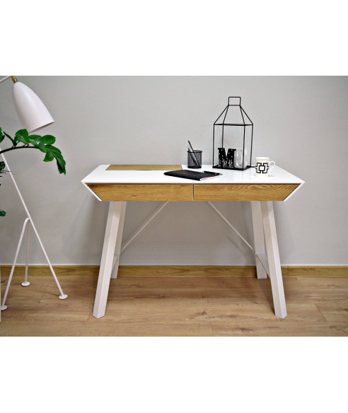 BIURKO KOMPUTEROWE LOFT NA LAPTOPA HOMEOFFICE BIEL/DREWNO CLEO