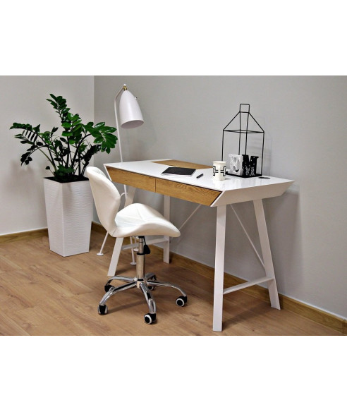 BIURKO KOMPUTEROWE LOFT NA LAPTOPA HOMEOFFICE BIEL/DREWNO CLEO