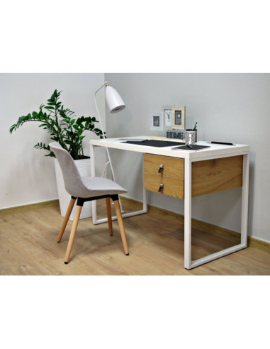 BIURKO KOMPUTEROWE LOFT NA LAPTOPA HOMEOFFICE BIEL/DREWNO DELLA