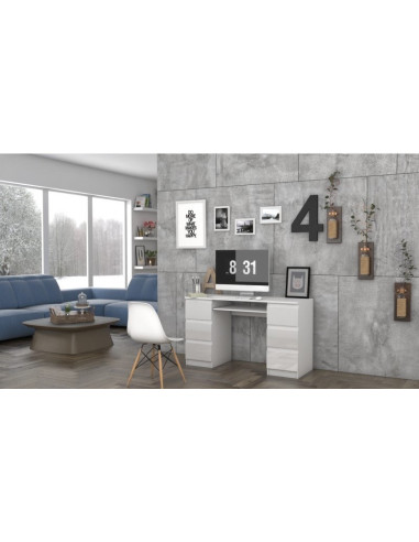 BIURKO KOMPUTEROWE KUBA POŁYSK 6 SZUFLAD BIAŁE