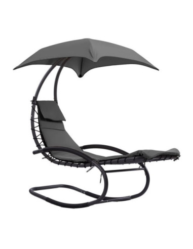 FOTEL WISZĄCY BUJAK OGRODOWY Z PARASOLEM PŁOZY SZARY