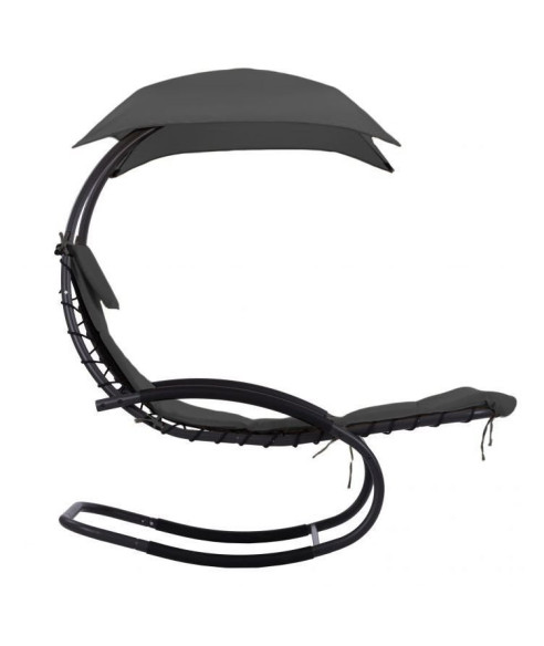 FOTEL WISZĄCY BUJAK OGRODOWY Z PARASOLEM PŁOZY SZARY