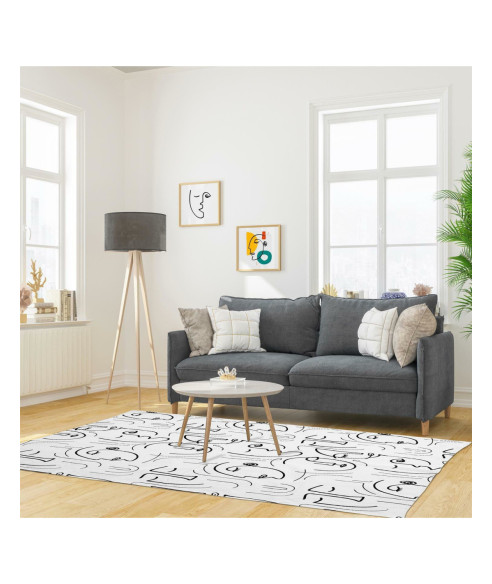 DYWAN DEKORACYJNY BAWEŁNIANY 120x170 CM ARTY (BIAŁO-CZARNY)