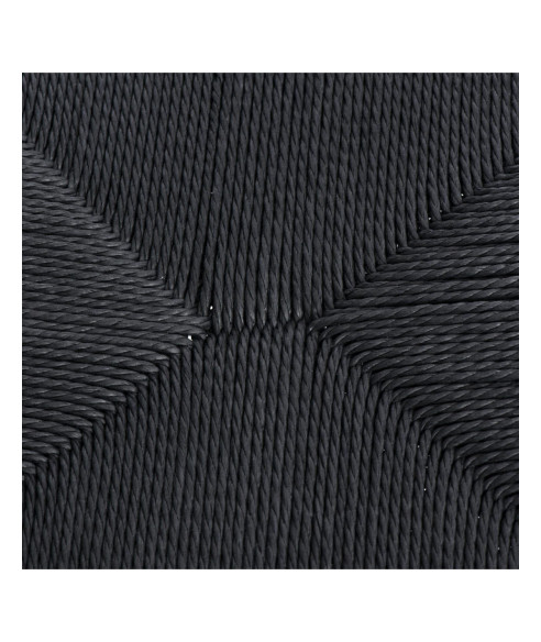 KRZESŁO DREWNIANE WICKER PLECIONE SIEDZISKO CZARNY