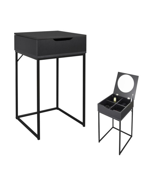 STOLIK NOCNY SZAFKA Z ORGANIZEREM I PODNOSZONYM LUSTREM LEYLA CZARNA