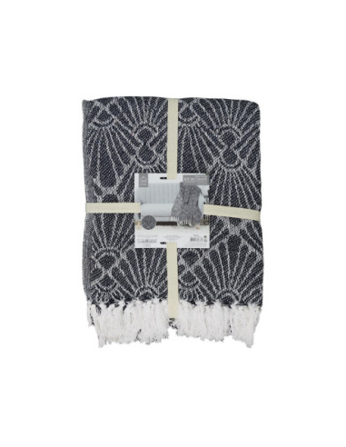 NARZUTA KOC PLED BAWEŁNIANY JACQUARD 125X150 CM (GRANAT+BIEL)