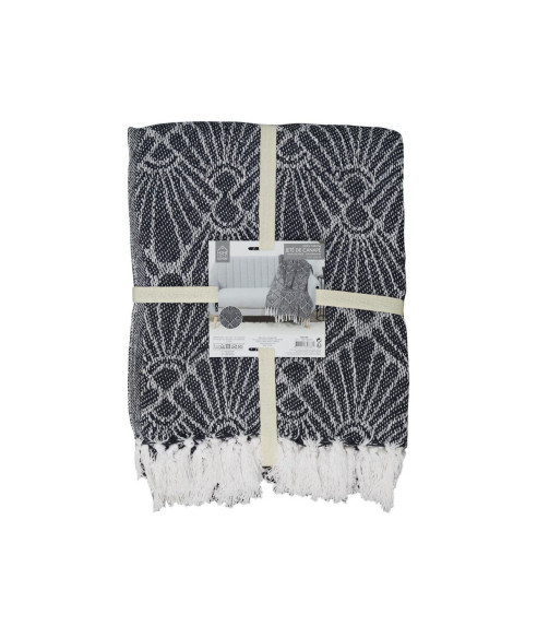 NARZUTA KOC PLED BAWEŁNIANY JACQUARD 125X150 CM (GRANAT+BIEL)