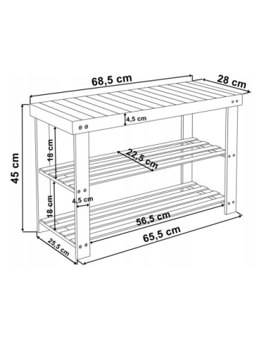 REGAŁ OTWARTY PÓŁKA NA BUTY BAMBUSOWY ŁAWKA MILOS