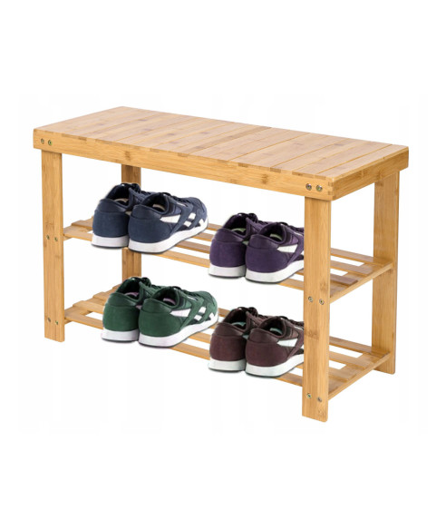 REGAŁ OTWARTY PÓŁKA NA BUTY BAMBUSOWY ŁAWKA MILOS