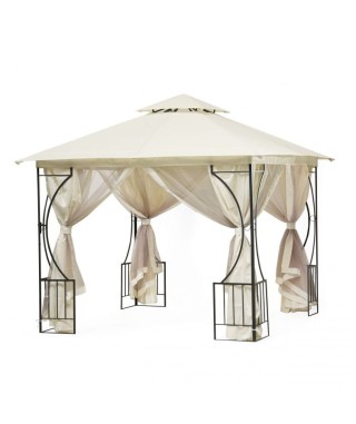 NAMIOT OGRODOWY Z MOSKITIERĄ LUX ALTANA PAWILON 3X3M BEŻOWY 2