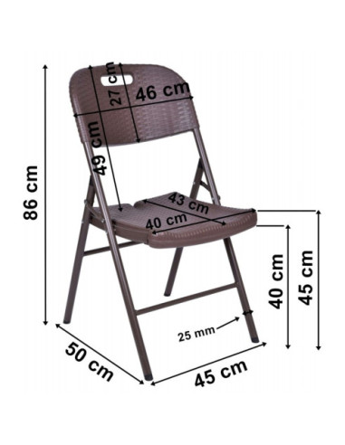 KRZESŁO OGRODOWE SKŁADANE CATERINGOWE RATTAN BRĄZ