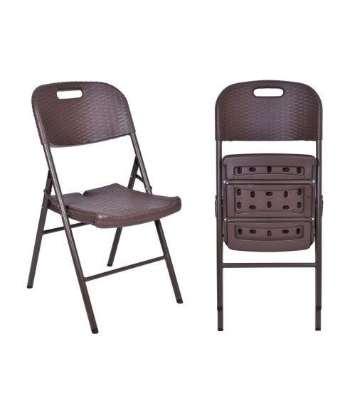 KRZESŁO OGRODOWE SKŁADANE CATERINGOWE RATTAN BRĄZ