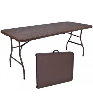 BANKIETOWY SKŁADANY RATTAN STÓŁ CATERINGOWY 180 CM BRĄZ